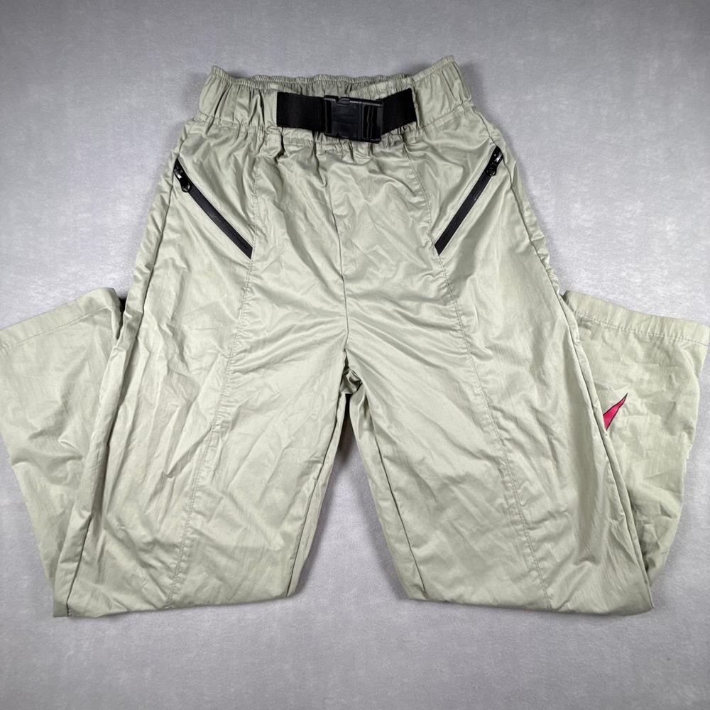 Perry NRG Sage Green Belted Track Pants Pink Lightning Bolt Graphic Small